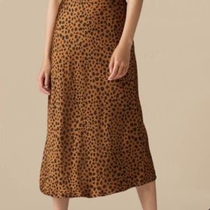 Vetta Capsule Reversible Satin Cheetah Animal Print Midi Skirt Women’s Small
